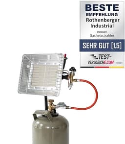 ROTHENBERGER Industrial Heizstrahler inkl. Piezo, 0,4 m Propangas-Schlauch und 50 mbar Druckregler 35985