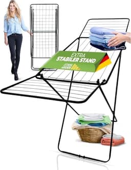 STAHLMANN Wäscheständer klappbar [18M Trockenfläche] Schwarz