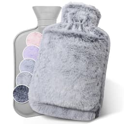 HAOCEE Wärmflasche mit Bezug, 2L, Känguru-Tasche, Auslaufsicher, Grau