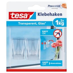 tesa Klebehaken für Glas & transparente Oberflächen 1 kg 2 Stk. (77735)