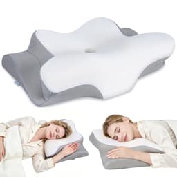 Missleep Nackenstützkissen Schmetterlingskissen Zwei Höhen Memory Foam mit Kühlbezug