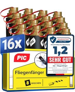 PIC Fliegenfalle Innenbereich 16 Stück, Fliegenfänger Klebeband Giftfrei