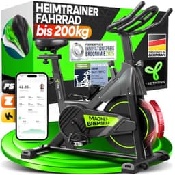 Tretmann Heimtrainer Fahrrad 200 kg belastbar + APP