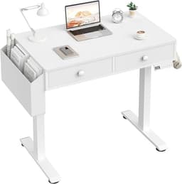 Lufeiya Elektrisch Höhenverstellbarer Schreibtisch mit 2 Schubladen 80x50cm