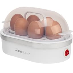 Clatronic Eierkocher 6 Eier | mit akkustischem Signal (Summer) | inkl. Messbecher und Eipicker | Egg Cooker | Heizschale antihaftbeschichtet | Egg Boiler | EK 3497 weiß