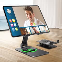 HOTUT Faltbar Tabletständer, Verstellbar Tablet Ständer mit 360 Grad Drehbarem Fuß (Schwarz)