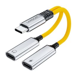 LAMSCAT USB C Splitter 1 zu 2 C auf C Klinke Adapter und Laden Stecker Y Doppel Anschluss Hub