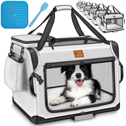 TRESKO Hundebox faltbar mit Leckmatte, Spatel & Reflektoren S 50x34x34cm