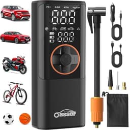 Oasser Elektrische Luftpumpe Dualer Anzeige 10,3 Bar Akku Fahrradpumpe